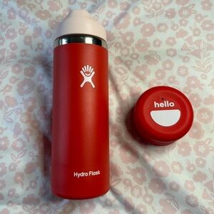 Hydro Flask Cherry Red Bottle with Hello Bottle Boot